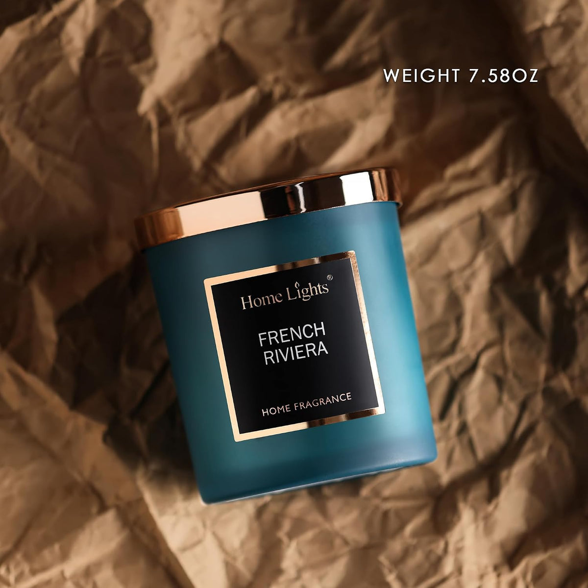 Homelights Luxury Scented Candle, Natural Soy Wax, Home Fragrance Decor Gift,French Riviera, Medium Jar