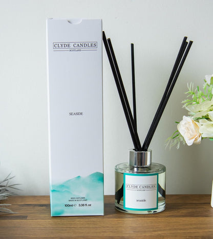 Seaside Reed Diffuser - , Luxury Diffuser Oil with a Set of 7 Fibre Sticks, 100Ml, Best Aroma Scent for Home, Kitchen, Living Room, Bathroom. Fragrance Diffusers Set with Sticks
