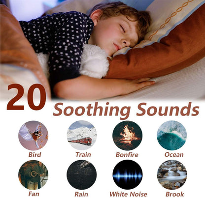 Sleep Sound White Noise Machine with 40 Natural Soothing Sounds and Memory Function 32 Levels of Volume Sleep Timer Sound Therapy Sleep Machine (White Little A)
