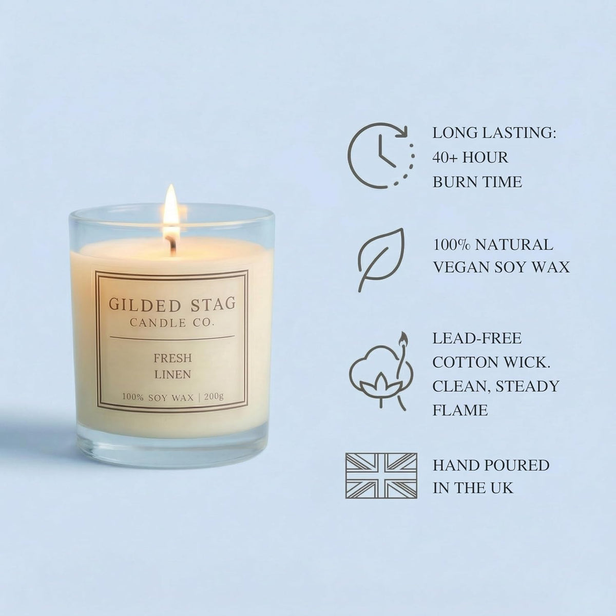 Fresh Linen Scented Soy Wax Candle -