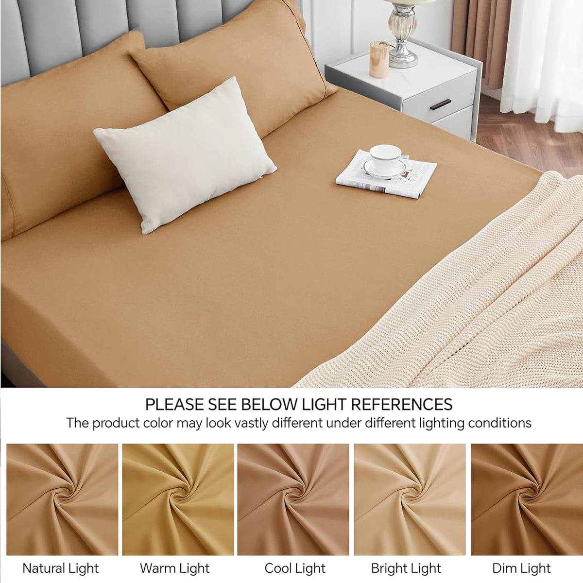 Fitted Sheet 100% Egyptian Cotton 300TC Hotel Quality 30 Cm Fitted Bedsheets (Beige, Single)