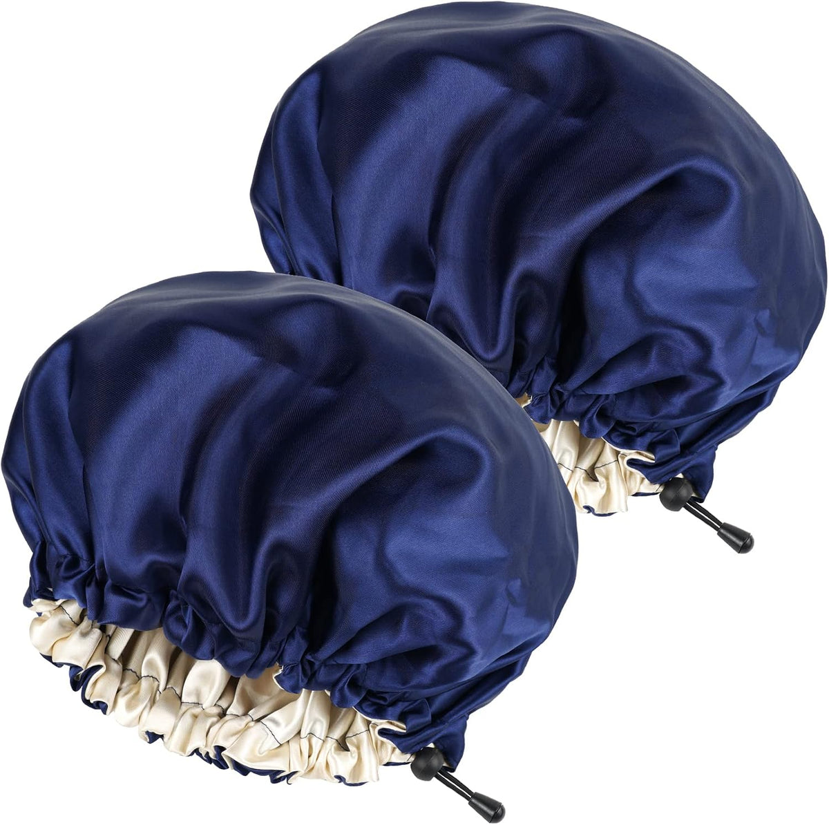 2PCS Satin Sleep Cap,Adjustable Double-Sided Sleep Bonnet,Bonnet Cap for Sleep (2 BLUE)