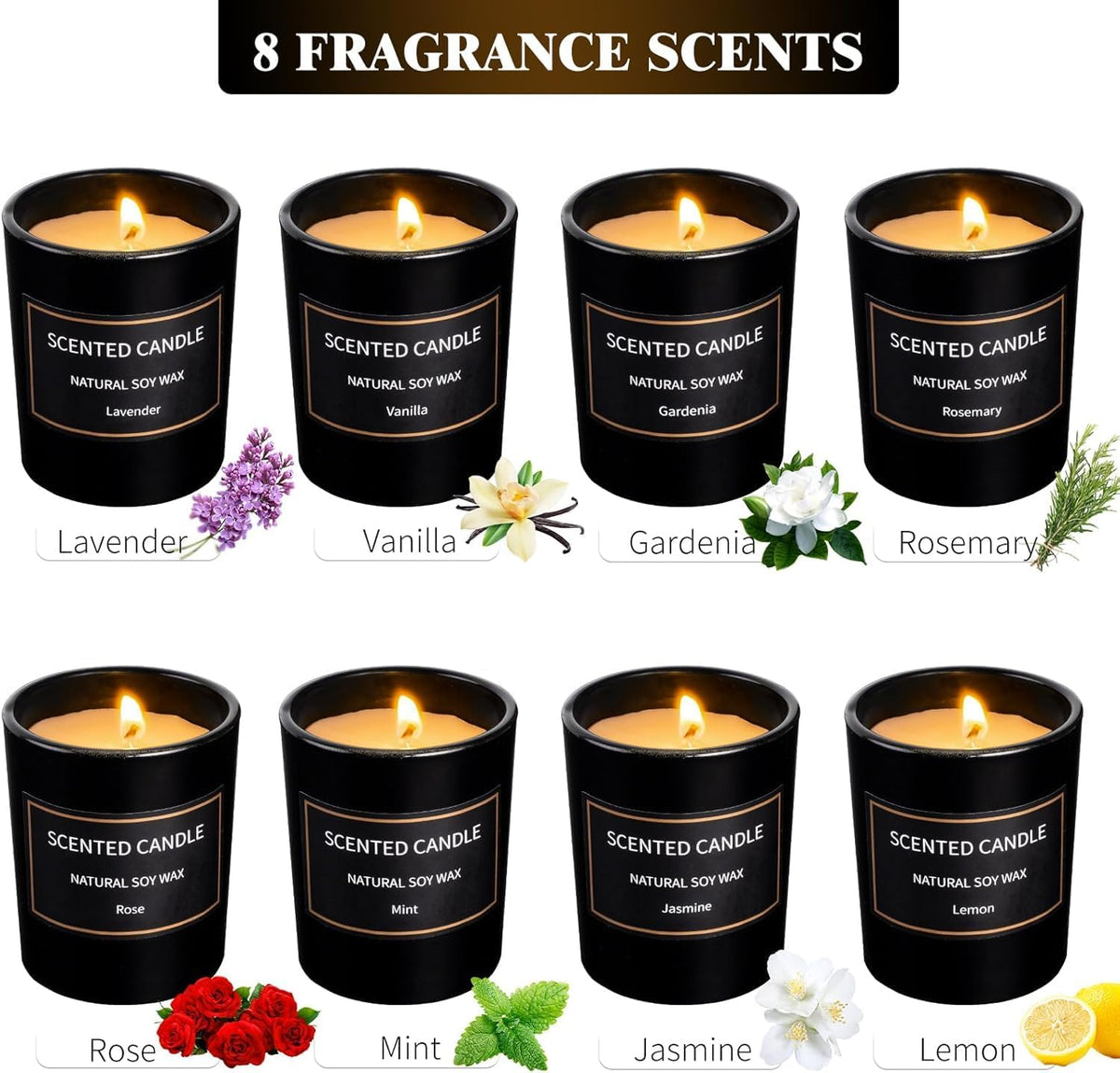 Christmas Scented Candles Gifts for Women, 8 Pack 3.4 Oz Scented Candles for Home, Smoke-Free Strong Fragrance Long Lasting, Aromatherapy Candles for Birthday, Christmas Gifts