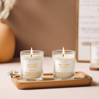 Lavender, Peony & Wild Berries Scented Candle Gift Set - Sandalwood Soy Wax, 3 x 3.5 oz, 75 Hours Burn Time, Elegant Gift for Any Occasion