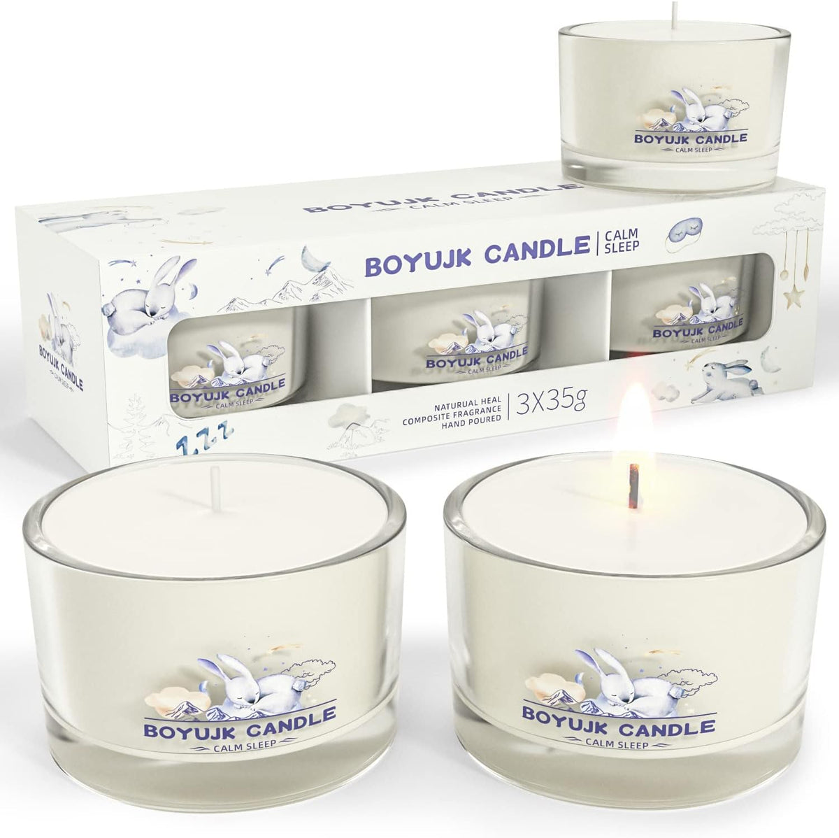 Sleep Candles Gifts for Women | Lavender Scented Candles Gift Set for Anxiety | Lavender Promotes Sleep | Chamomile Relieves Stress | Relaxation Gifts for Women (Calm Sleep Collection)