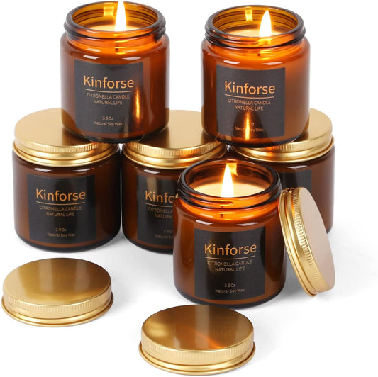 Natural Soy Wax Citronella Candles Outdoor/Indoor, 6 Pack Candle