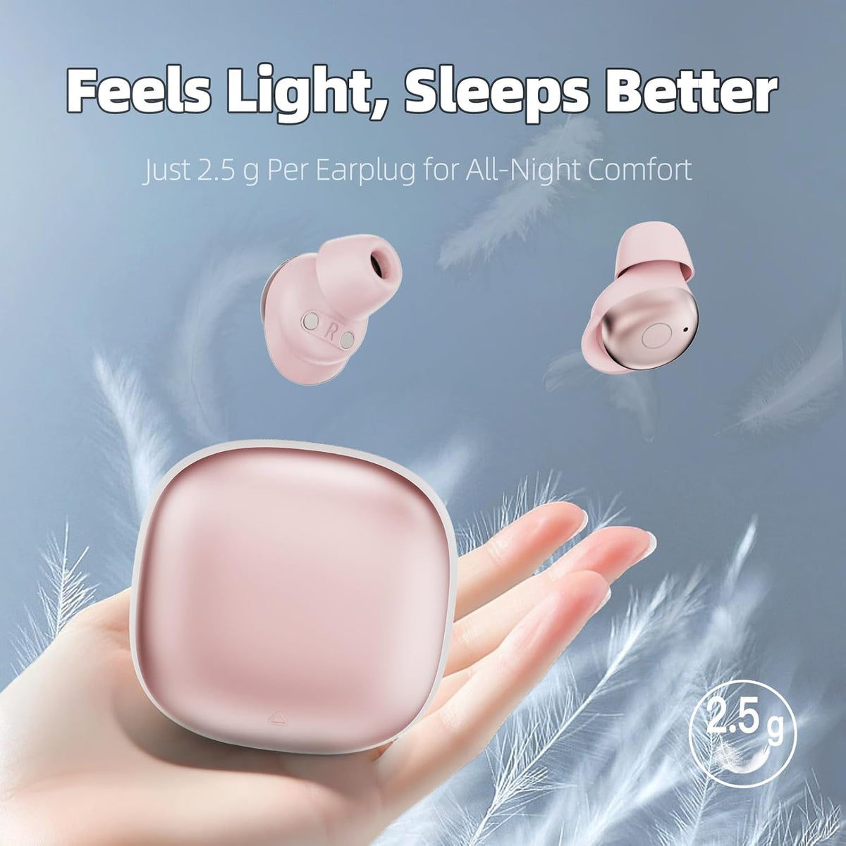 Sleep Earbuds, Bluetooth 5.4 Sleep Headphones with Dedicated App, Dual Sleep Modes, 48H Sleep Earphones with 7 EQ Modes, 5 White Noise, Mini Sleep Ear Buds for Napping/Sleeping/Traveling, Rose Gold