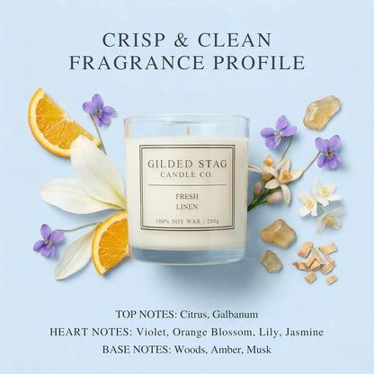 Fresh Linen Scented Soy Wax Candle -