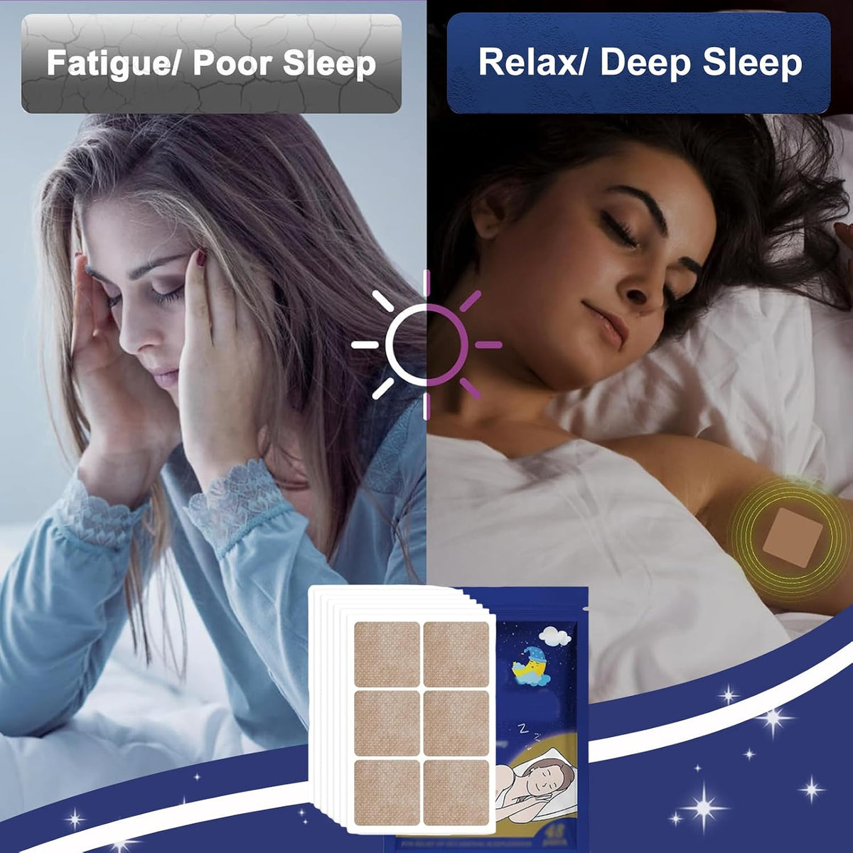 Sleep Patches for Adults, Sleep Aid, 144 Pcs Natural Deep Sleep Patches, Help Sleep Adults, Insomnia Relief, Quick Relaxation Improve Sleep Quality Sleep Patches