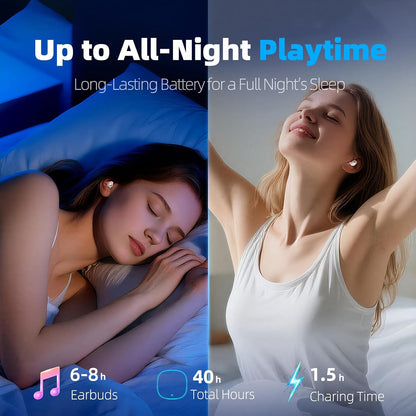 Sleep Earbuds, Bluetooth 5.4 Sleep Headphones with Dedicated App, Dual Sleep Modes, 48H Sleep Earphones with 7 EQ Modes, 5 White Noise, Mini Sleep Ear Buds for Napping/Sleeping/Traveling, Rose Gold