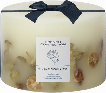 Cherry Blossom & Rose Scented Candle Botanical Pillar Candle | Aromatherapy Candles Gifts for Women & Men- (1.5Kg/91Hr) Burn Time | Long-Lasting Large 3 Wick Candle Housewarming Gift