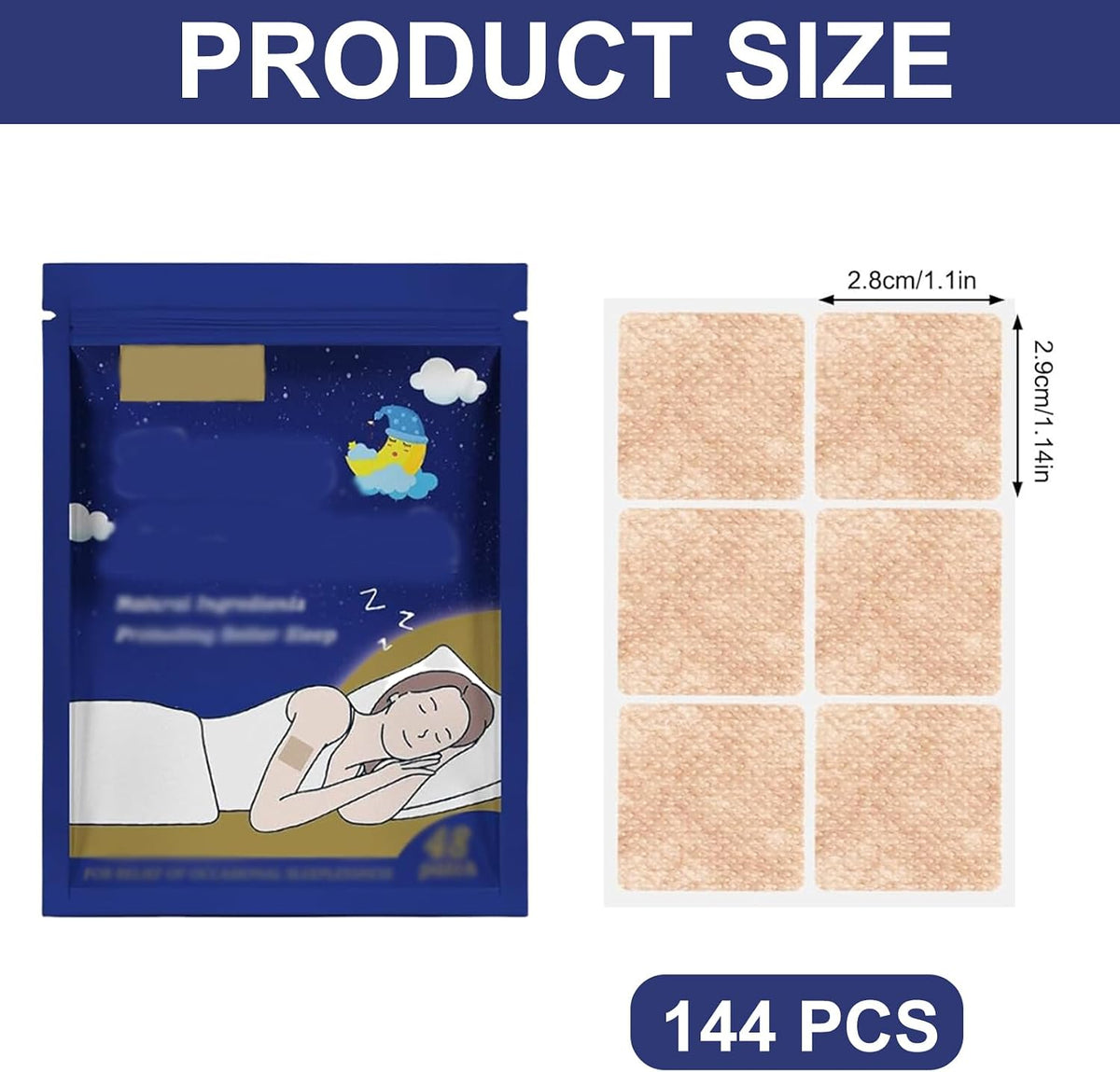 Sleep Patches for Adults, Sleep Aid, 144 Pcs Natural Deep Sleep Patches, Help Sleep Adults, Insomnia Relief, Quick Relaxation Improve Sleep Quality Sleep Patches