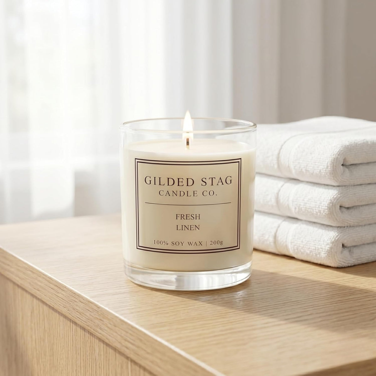 Fresh Linen Scented Soy Wax Candle -