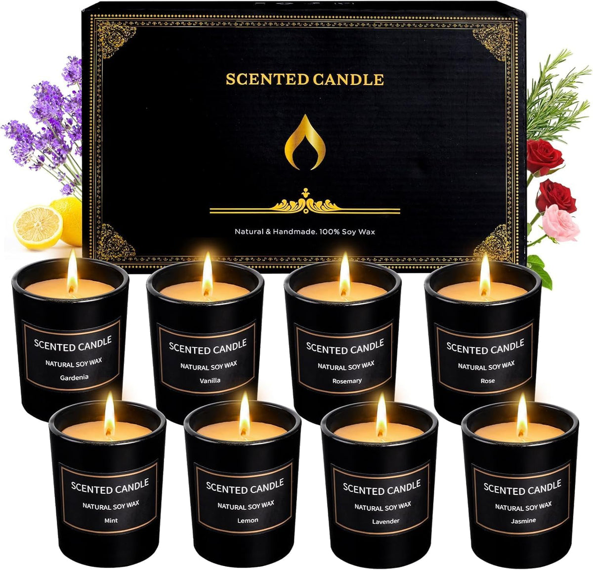 Christmas Scented Candles Gifts for Women, 8 Pack 3.4 Oz Scented Candles for Home, Smoke-Free Strong Fragrance Long Lasting, Aromatherapy Candles for Birthday, Christmas Gifts