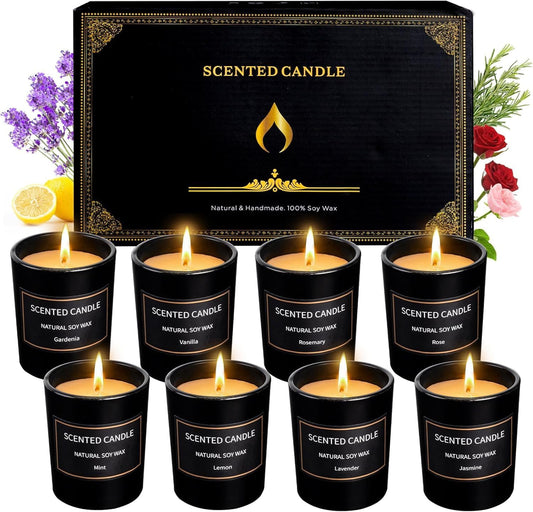 Christmas Scented Candles Gifts for Women, 8 Pack 3.4 Oz Scented Candles for Home, Smoke-Free Strong Fragrance Long Lasting, Aromatherapy Candles for Birthday, Christmas Gifts
