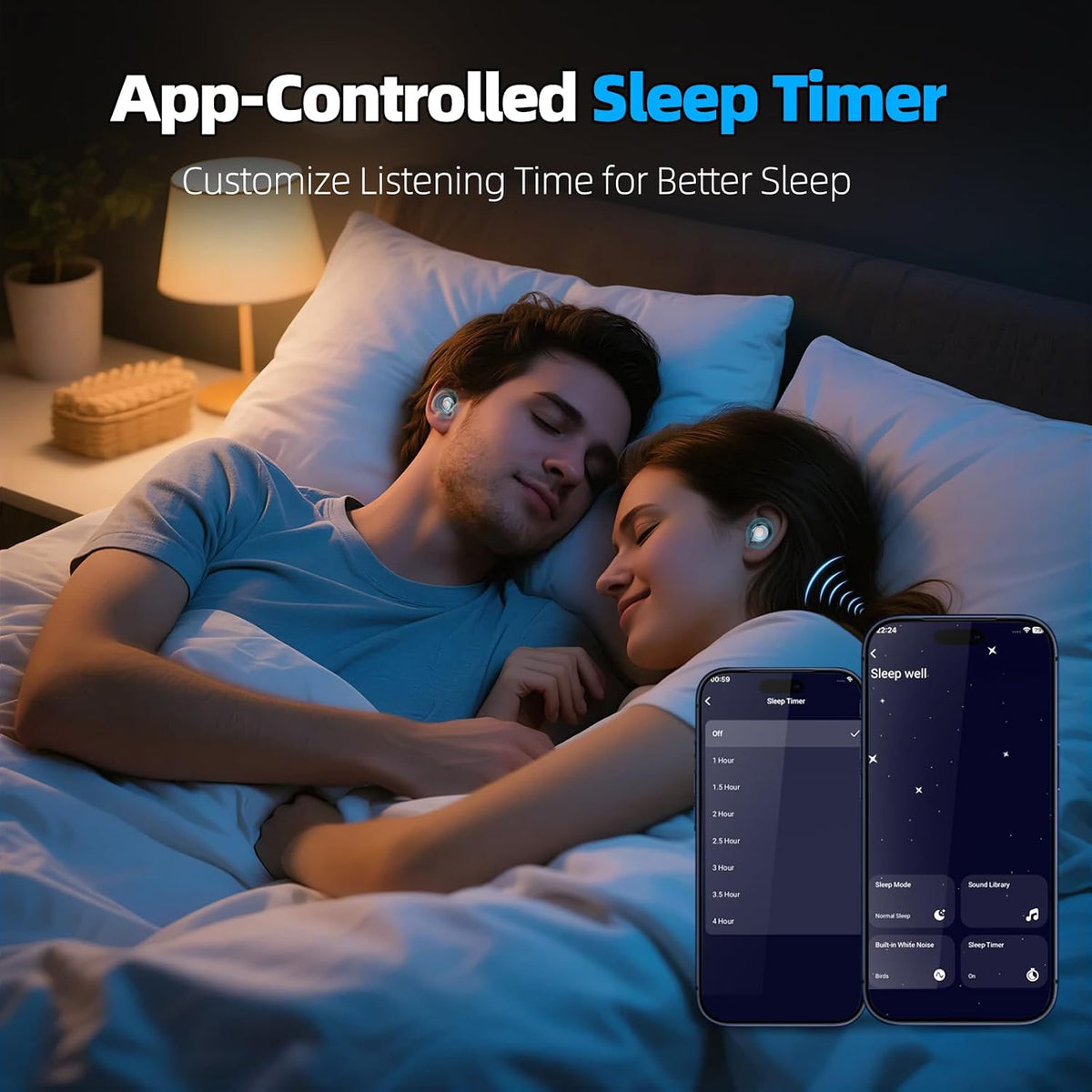 Sleep Earbuds, Bluetooth 5.4 Sleep Headphones with Dedicated App, Dual Sleep Modes, 48H Sleep Earphones with 7 EQ Modes, 5 White Noise, Mini Sleep Ear Buds for Napping/Sleeping/Traveling, Rose Gold