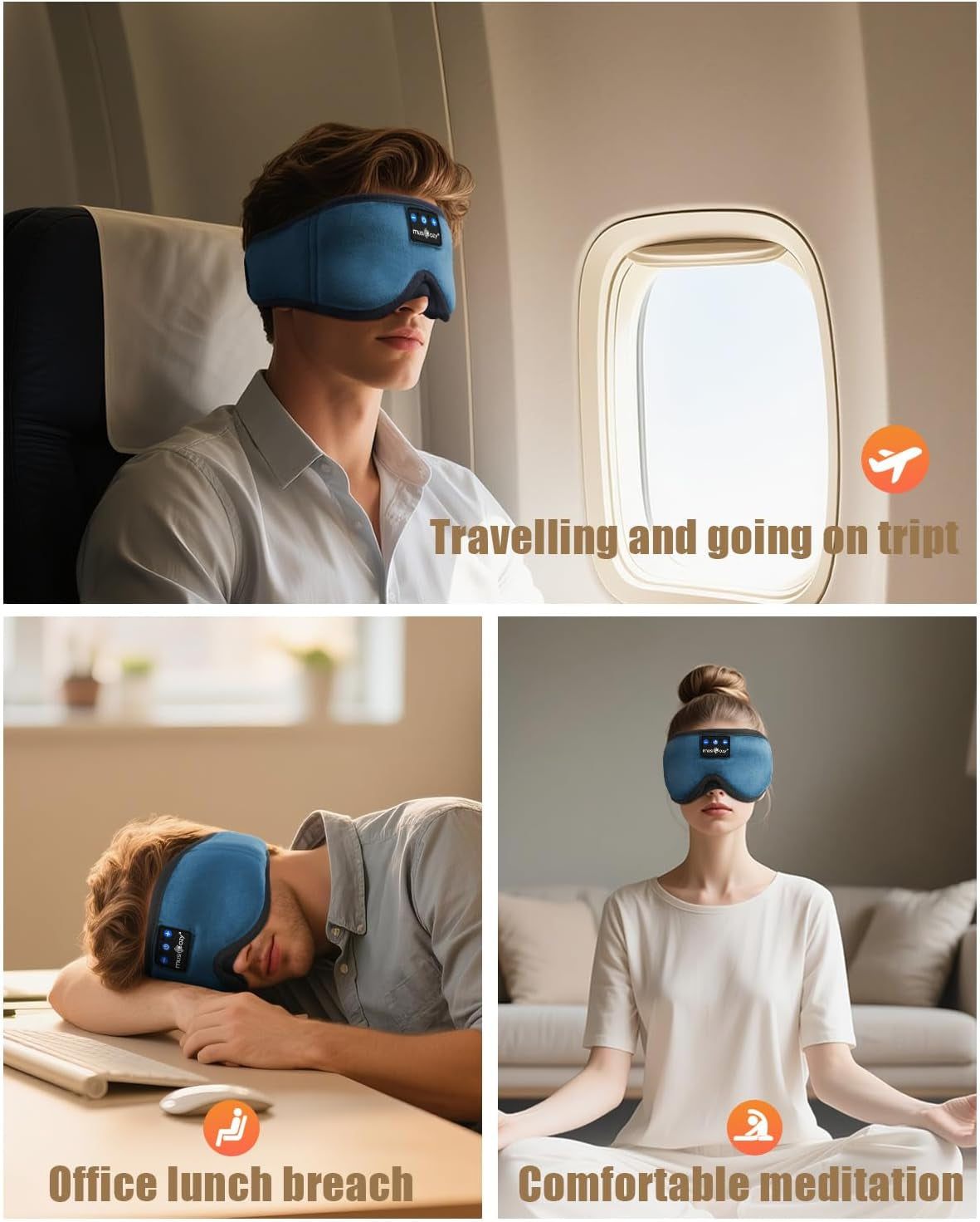 Sleep Mask Headphones 100% Blackout 3D Sleep Headphones