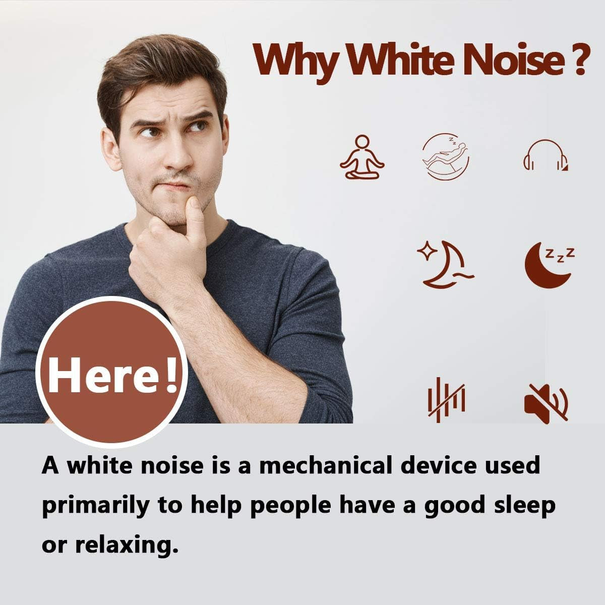Sleep Sound White Noise Machine with 40 Natural Soothing Sounds and Memory Function 32 Levels of Volume Sleep Timer Sound Therapy Sleep Machine (White Little A)