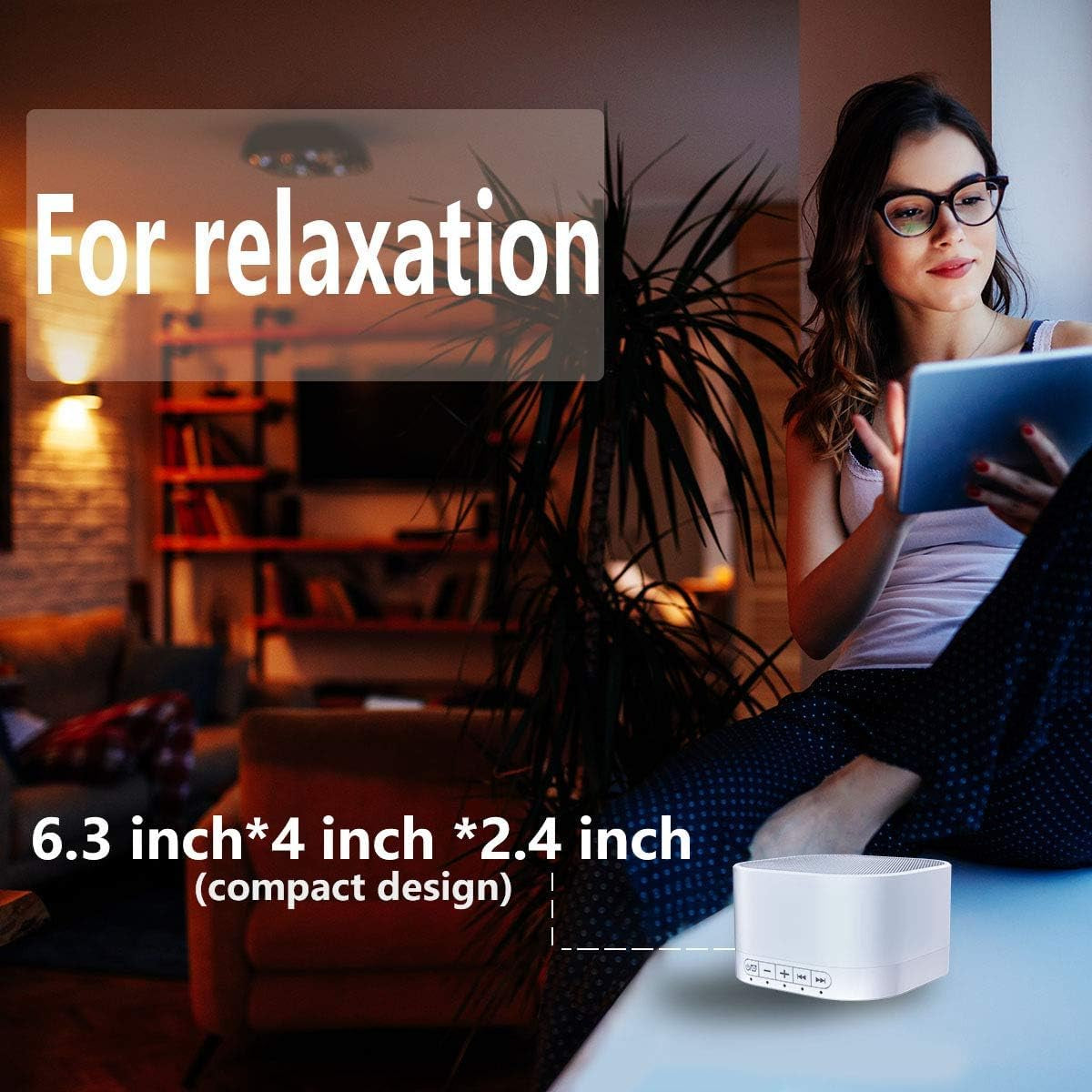 Sleep Sound White Noise Machine with 40 Natural Soothing Sounds and Memory Function 32 Levels of Volume Sleep Timer Sound Therapy Sleep Machine (White Little A)